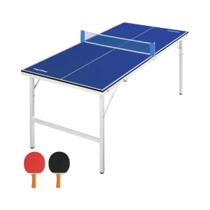 Mid Size Portable Table Tennis Set Compact Foldable Steel Frame 2 Paddles 2 Balls for Indoor and Outdoor Use