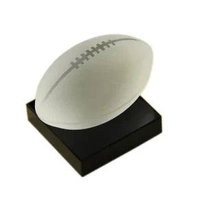 Mini American Football Rugby Ball Crystal Glass with Black Base Laser Printed Sports Trophy Souvenirs