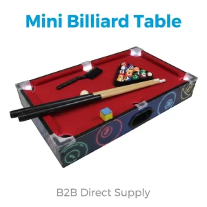 Mini Billiard Table Set Pool with LED Lights Light Weight MDF Construction for Desktop Entertainment and Family Game Rooms