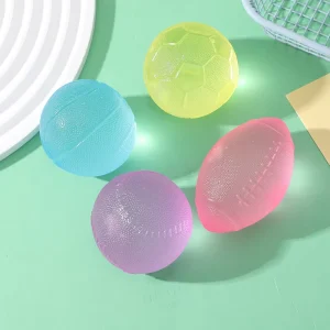 Mini Sports Ball Squishy Toy Set Translucent Jelly Squeeze Stress Balls Football Basketball Soccer Rugby Fidget Toys