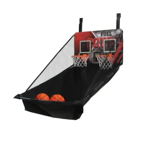 Mini Two Person Basketball Chute Rack Children’s Indoor Shooting Game with Hanging Door Hoop Tennis Ball Rack Court Equipment