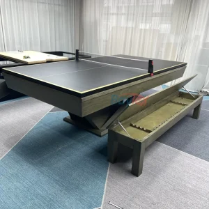Multi 3 in 1 Pool Table Dining Top and Table Tennis Top 9ft 8ft 7ft Solid Wood Billiard Table with Storage Bench Function