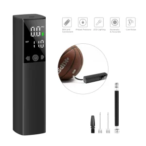 NEWO Aluminum Small Portable Battery Powered Smart Electric 2000mAh Ball Pump With LED Light for Sport Balls