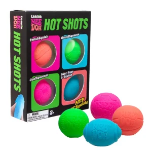 NeeDoh Hot Shots Sports Ball Squishy Set Mini Basketball Football Soccer Squeeze Sensory Fidget Stress Relief Gift Kids Adults