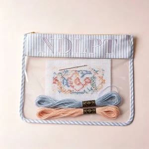 Needlepoint Project Pouch Blue Striped Clear Nylon Pouch Waterproof Tool Bag Scissors Storage Project Needlepoint PVC Bag