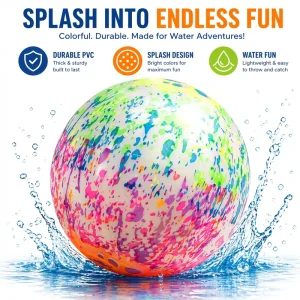 Neon Splatter PVC Bounce Ball Soft Inflatable Toy for Kids Outdoor Play & Beach Activities
