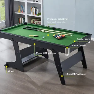 New 72” Adult’s Indoor Standing Multifunctional Folding Billiard Table 2 In 1 Pool Table