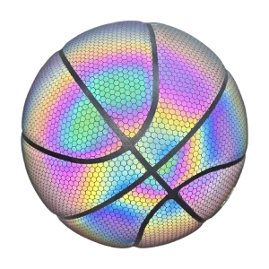 New Arrival Reflective Glowing in the Dark Basketball Ball Holographic Luminous Basketball PU Leather Size 7