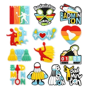 New Badminton Series PVC Soft Rubber Shoe Charms DIY Cartoon Clog Buckle Decorative Accessories Model XH25022