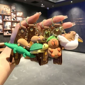 New Cartoon Keychain Cute Capybara Schoolbag Pendant Car Key Chain Children Baby Machine Small Gift