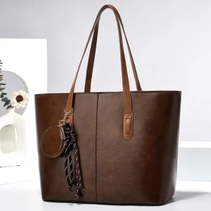 New Fashion Woman Handbags Precious Pendant Simple Style Tote Bags PU Leather Woman Shoulder Bags