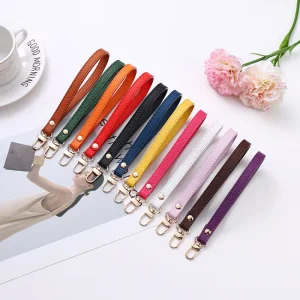 New Style 1.2cm*18cm Soft PU Leather Wristlet Wallet Purse Strap Women Handbag Short Handles