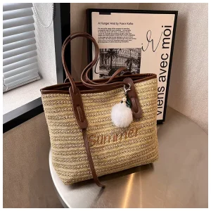 New Summer Large Capacity Bag Straw Woven Bag for Women Niche Design Shoulder Bag Stylish Woven Tote Bag
