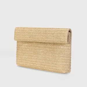 New Summer Vintage Portable Beach Straw Woven Bags Ladies Fashionable Folding Clutch Bag Women’s Beach Accessory