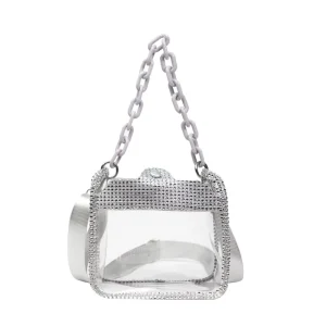 New Trend Luxury Rhinestone Women Clear Jelly Handbags Transparent PVC Waterproof Shoulder Crossbody Bag Girls Purses