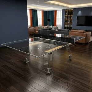Newly Designed High quality Tempered Glass Ping pong Table Tennis Table for Indoor Sports Games