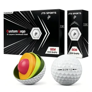 OEM Custom Logo 5 Layer Urethane Tournament Golf Balls Soft High Spin Golf Balls
