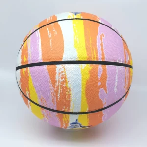OEM ODM Artistic Ball Custom Print Logo Gradient Red No.7 Butyl Bladder Ball Adult Club Training Basketball Outdoor PU