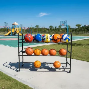 OEM ODM Customized 3Tier Rolling Ball Cart Portable Sports Organizer for Basketball Soccer Volleyball