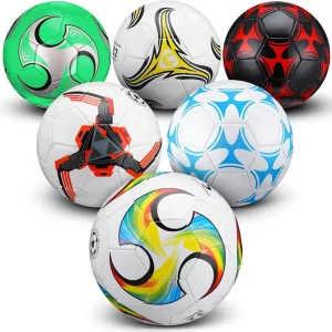 Official Stitched Soccer Ball Set for Training and Competition 6 Piece Soccer Balls Bulk Pack Pump Needle
