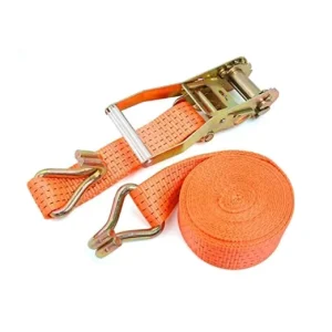 Orange 5T Polyester Ratchet Lashing Strap Double J Hook Steel 2Inch Webbing CE Certified 5000kg Break Strength Cargo Control