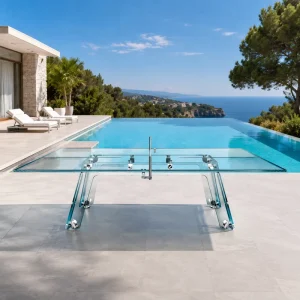 Outdoor Design Custom Premium Tempered Glass Ping Pong Table Modern Luxury Crystal Glass Table Tennis Table
