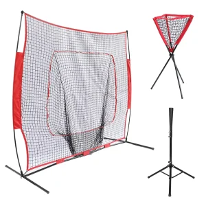 Outdoor Pitching Baseball Net 7’x7′ Durable Polyester Material Daily Training Softball Baseball Pitching