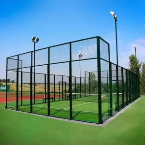 Outdoor Sports Padel Court Sports Equipment With Grass Steel and 10mm 12mm Tempered Glass Net
