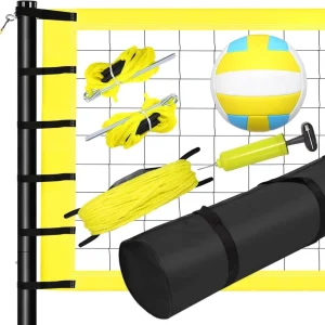 Outdoor Volleyball Net Backyard Portable Volleyball Set System Adjustable Height Steel Poles