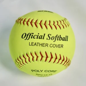 PC Grade Cushioned Cork Core 12 Inch Training Softball Baseball Ball Custom Logo Yellow Cow Leather Raised Seams Handmade