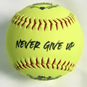 PK Grade Cork Quality Flat Seam 12 Inch Training Softball Baseball Ball Yellow PVC Leather Cushioned Cork Core Custom Logo