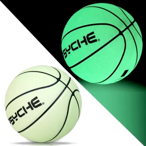PSYCHE Luminous Men’s Basketball Green Light Absorbing Fluorescent Glows in the Dark Custom Logo Size 7 Leather Basketball