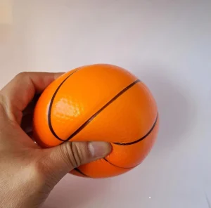 PU Foam 10cm Basketball Stress Ball Soft Squeezable 4” Basketball Sports Ball Stress Relief Toys