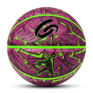 PU Leather Basketball Ball Custom Logo Print Coloured Water Resistant Lightweight Natural Rubber Bladder Size 7