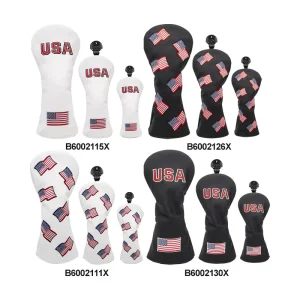 PU Leather Golf Club Driver Covers Custom Embroidery Golf Headcovers Golf Clubs Head Cover