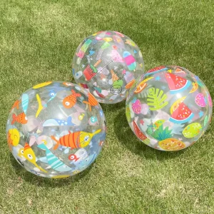 PVC Inflatable Large Beach Ball 31cm Adult Outdoor Parent-child Game Interactive Transparent Ocean Ball Water Toy Ball