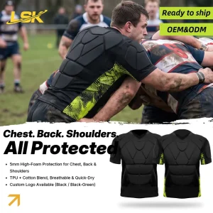Padded Compression Shirt For Rugby Football 5mm EVA Foam Chest Back Shoulder Protection Breathable Sports Gear Factory