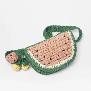 Paper Straw Shoulder Crossbody Watermelon Bag Crochet Bag Pack Flap Closure