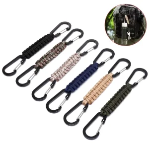 Paracord Keychain Carabiner Clip Custom logo D Ring Lanyard Hanger Stroller Hook for Water Bottle Key Backpacks Men Women