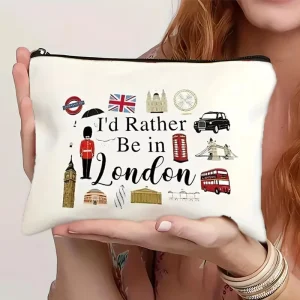 Paris Fashion Large Capacity Canvas Bag Logo Print Landscape Pattern Multifunctional Zipper Closure for Makeup Jewelry Travel