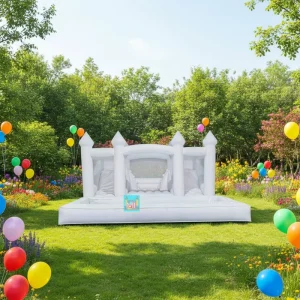 Party Rental Inflatable Bounce With Pool White Pastel Bounce House With Ball Pit