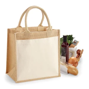 Personalized Logo Jute Tote Bag Fashion Zipper Pocket Button Shopping Bag