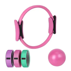 Pilates Ring Set 5 Piece Home Exercise Equipment Includes Yoga Ball Resistance Band & Hip Lift Ring
