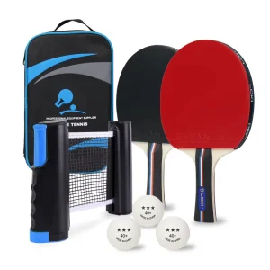 Factory Supply Table Tennis Net and Paddle Set Premium Ping Pong Set Portable Table Tennis Racket Set