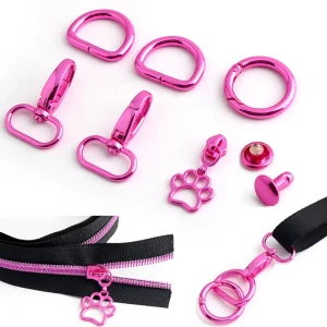 Pink Color Metal Bag Making Hardware Kit Snap Hook D Ring Spring Ring Rivet Alloy Hardware Accessories Handbags
