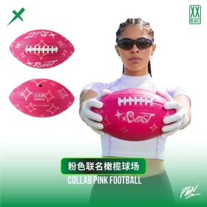 Pink Star Print American Football Waterproof Non-slip Leather For Teen Girls Adult Flag Football Competition Games
