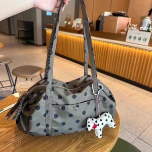 Polka-dot One-Shoulder Large-Capacity Nylon Tote Bag Lightweight for Short Trips Yoga and Sports