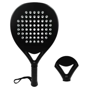Pop Tennis Paddle Series Professional Padel Racket Round Shape Carbon Frame Fiberglass Faces EVA Soft Black Great Control