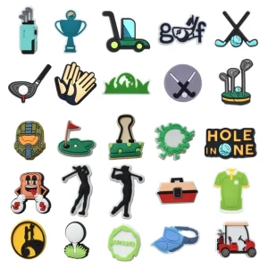 Popular Cartoon Cute Clogs Soft PVC Golf Sport Series Shoe Charms Sports Shoe Decorations Accessories Golf Shoe Charms