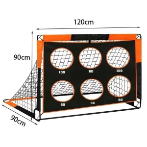 Portable 2-in-1 Soccer Goal with Target Net 120x90x90cm 420D Oxford Cloth Durable Training Goal for Kids Adults